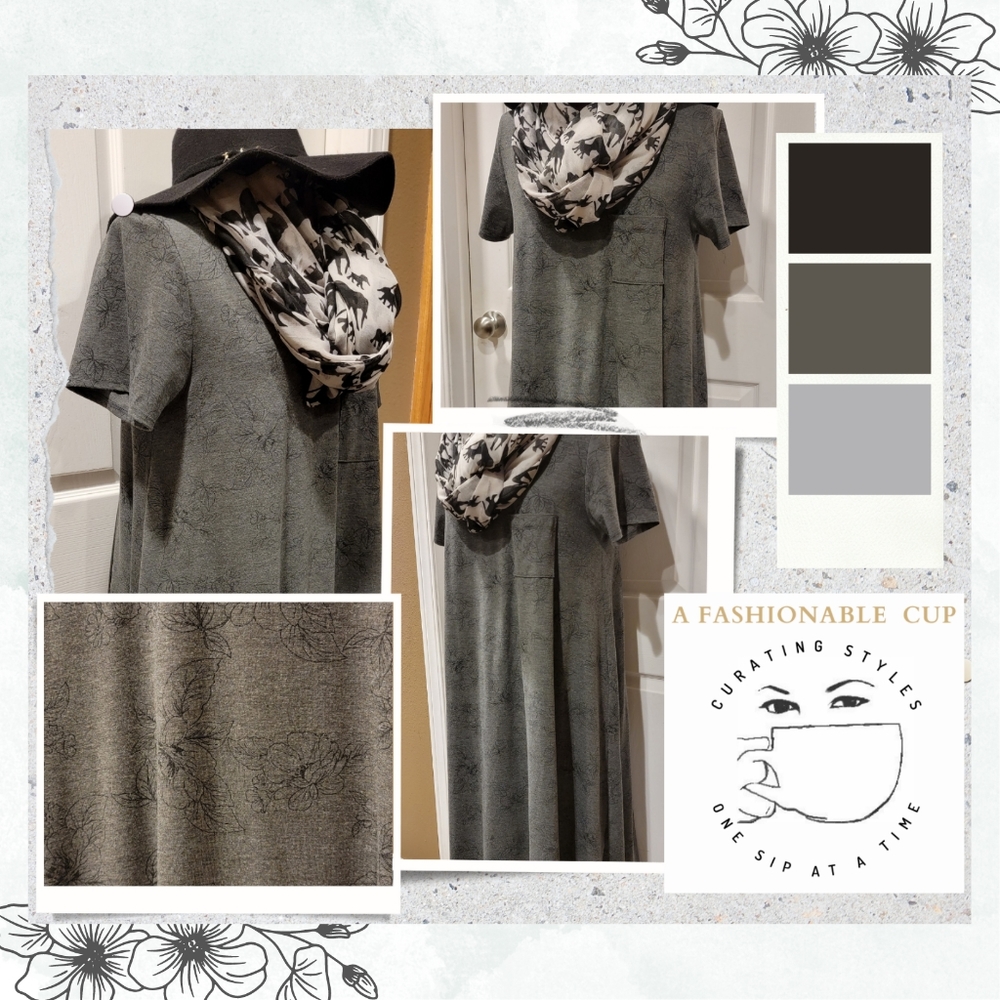 Grey Floral LulaRoe Carly Dress